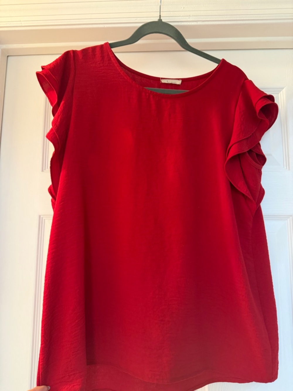 Women’s Red Ruffle Sleeve Blouse by
